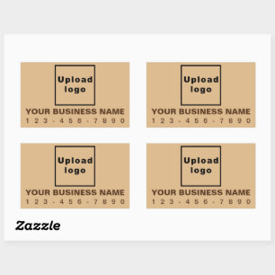 Business Phone Number on Light Brown Rectangular Sticker