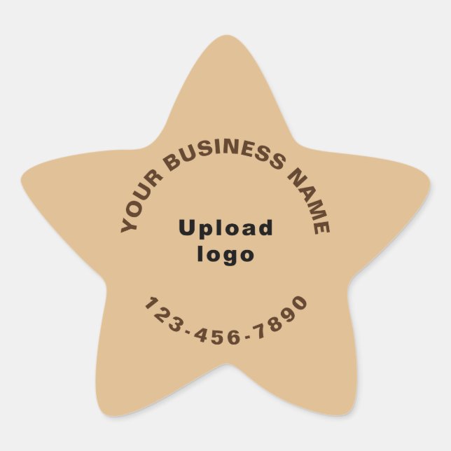Business Phone Number on Light Brown Star Sticker (Front)