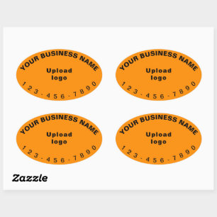 Business Phone Number on Orange Colour Oval Sticke Sticker