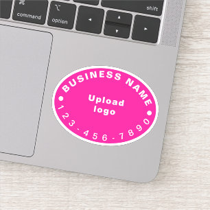 Business Phone Number on Pink Oval Shape Vinyl