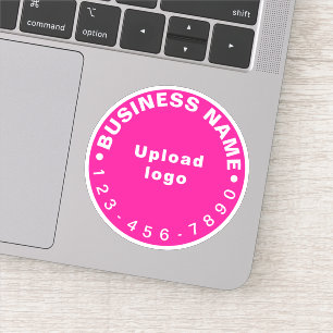 Business Phone Number on Pink Round Vinyl Sticker