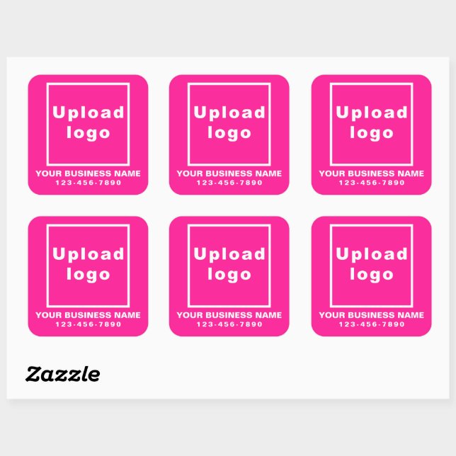 Business Phone Number on Pink Square Sticker (Sheet)