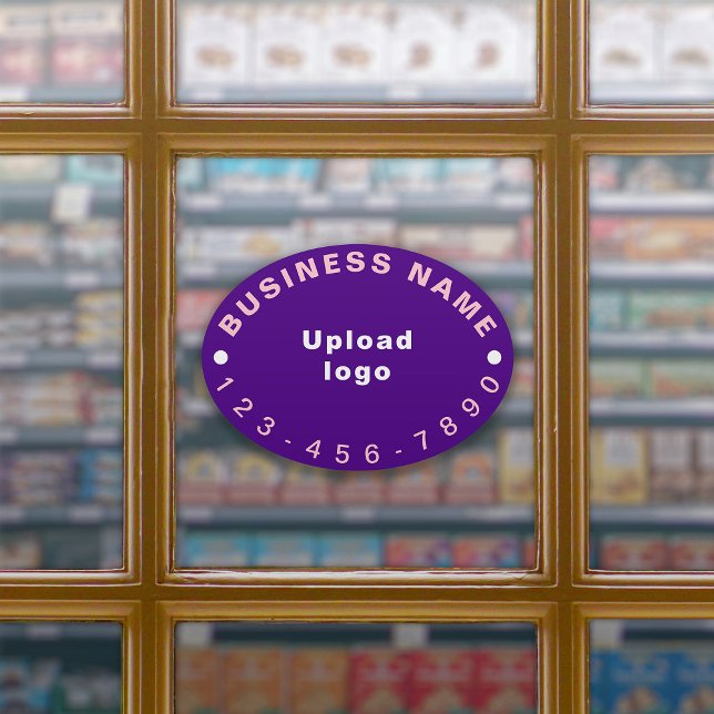 Business Phone Number On Purple Oval Large Vinyl (Your business name, logo and phone number on purple large oval shape vinyl sticker.)
