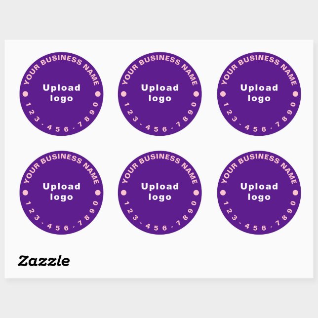 Business Phone Number on Purple Round Sticker (Sheet)