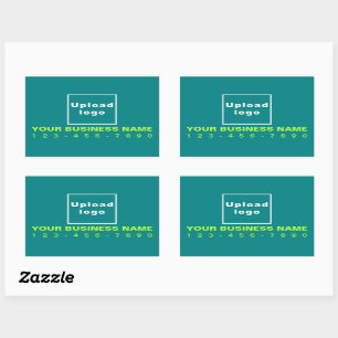 Business Phone Number on Teal Green Rectangular Sticker