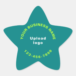 Business Phone Number on Teal Green Star Sticker