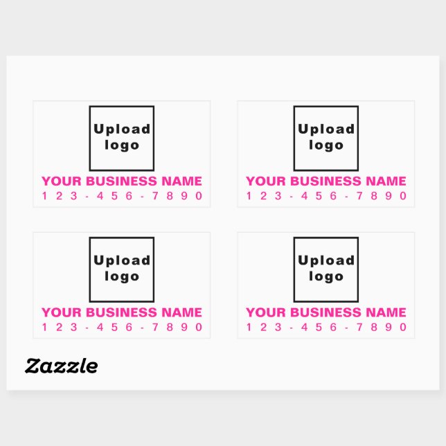 Business Phone Number Pink Texts on White Rectangular Sticker (Sheet)