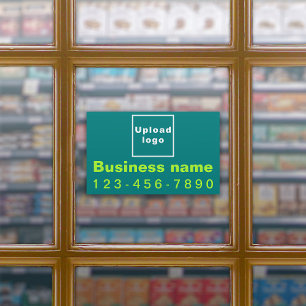 Business Phone On Teal Rectangle Large Vinyl