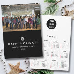Business Photo 2025 Calendar Photo Christmas Card<br><div class="desc">A modern business or company custom photo "Happy Holidays" card design that can be customised to your logo,  photo and text. Customise further with your own card colour and texture. 2025 calendar included in this template.</div>