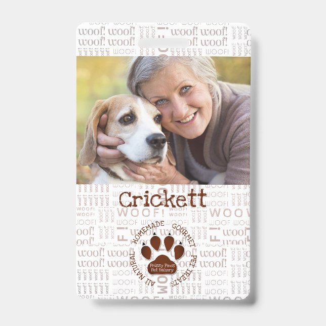 Business Photo and Name with Brown Paw ID Badge (Front)