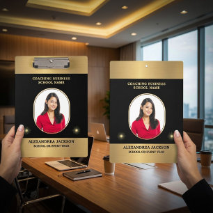 Business Photo Gold Black Elegant Personalize Clipboard