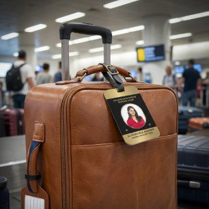 Business Photo Gold Black Elegant Personalize Luggage Tag