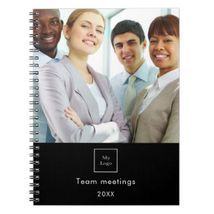 Business photo logo black white team notebook