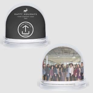 Business Photo Logo Christmas Reindeer Custom Gift Snowglobe