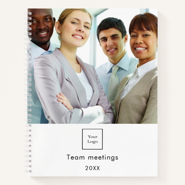 Business photo logo white team QR code Notebook (Front)