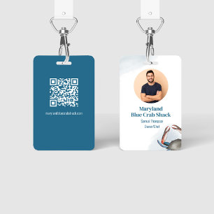 Business Photo QR Code Restaurant  ID Badge