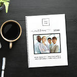 Business photo team white elegant 2023 planner<br><div class="desc">Personalize and add your own business logo,  team photo,  year. White background,  black text. 
Back: your logo and website address.</div>