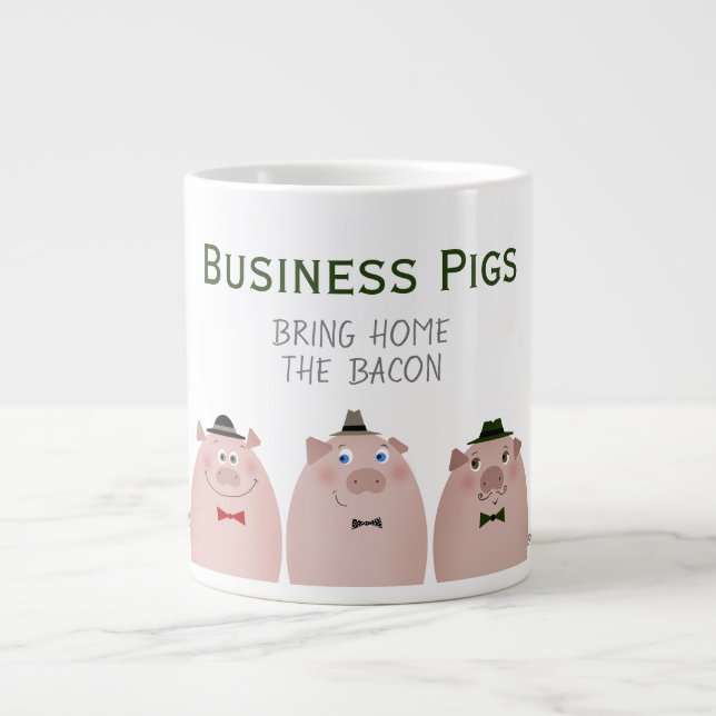 Business Pigs Bring Home The Bacon Funny Meme Large Coffee Mug (Front)