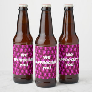 Business Pink Yarn Customer Employee Appreciation Beer Bottle Label