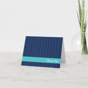 Business pinstripes navy blue custom thank you card