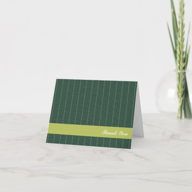 Business pinstripes pine green custom thank you card (Front)