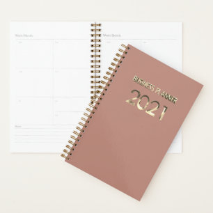 Business Planner 2021 Blush Rose Gold Typography