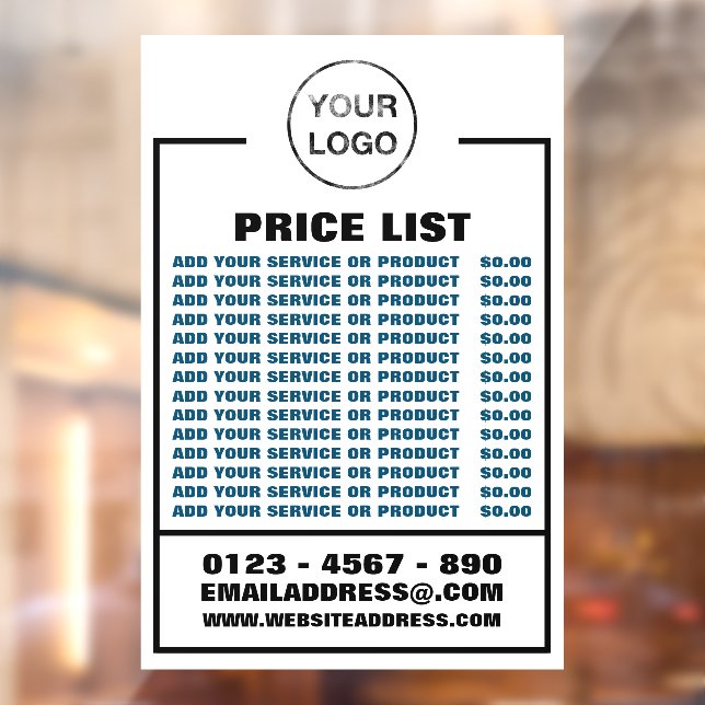 Business Price List, Information and Logo (Sheet 2)