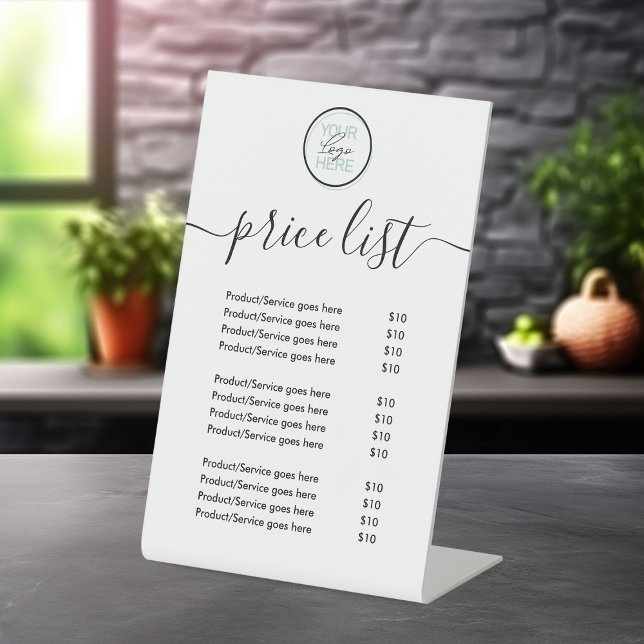 Business Price List with Logo Pedestal Sign (Creator Uploaded)