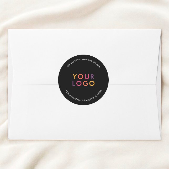 Business Product Logo Marketing Black Classic Round Sticker (Creator Uploaded)