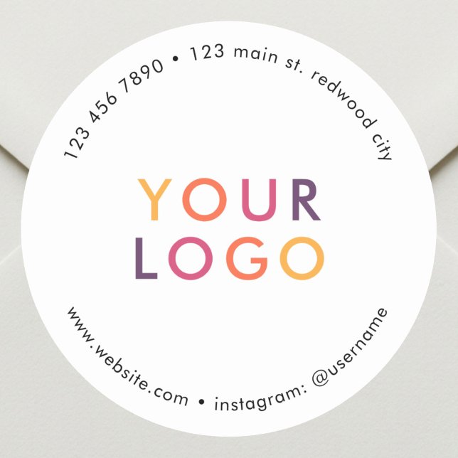 Business Product Logo Marketing White Classic Round Sticker (Creator Uploaded)