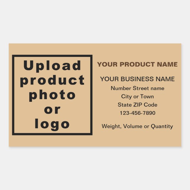 Business Product Minimal Information, Light Brown Rectangular Sticker (Front)