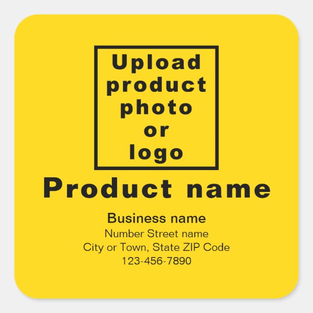 Business Product Minimal Information on Yellow Square Sticker (Front)
