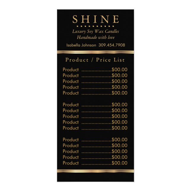 Business Product / Price List Rack Card (Front)