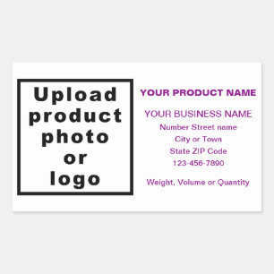 Business Product Purple Minimal Texts on White Rectangular Sticker