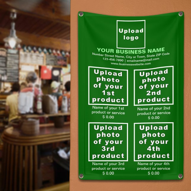 Business Products on Green Portrait Banner (Green banner to display the products or services of your business)