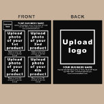 Business Products or Services on Black Flyer<br><div class="desc">Flyer that you can customise to put your business brand, products or services and other information of your business. You can put up to 4 products or services. Customise it and give it to your customers or clients to advertise your brand name and to promote your products or services. Customisable...</div>
