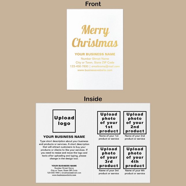 Business Products or Services on Christmas Foil Card (Business brand with products or services on Christmas folded foil card.)