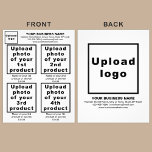 Business Products or Services on White Flyer<br><div class="desc">Flyer that you can customise to put your business brand, products or services and other information of your business. You can put up to 4 products or services. Customise it and give it to your customers or clients to advertise your brand name and to promote your products or services. Customisable...</div>