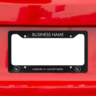 Business Professional Company Custom Logo Text  Licence Plate Frame