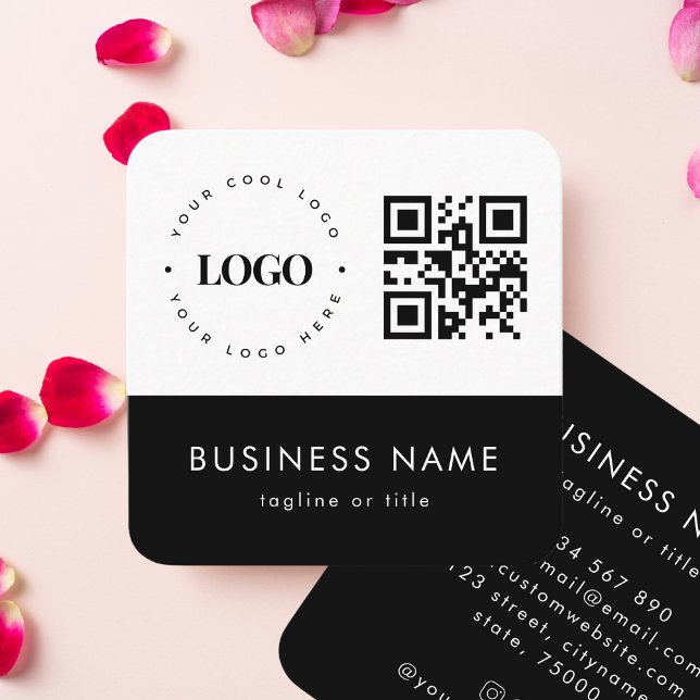 Business Professional Custom Logo QR Code Company Square Business Card (Creator Uploaded)
