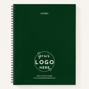 Business Professional Logo Minimalist Green Apron Notebook