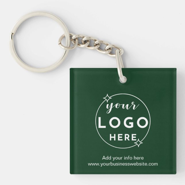  Business Professional Logo Minimalist Green Key Ring (Front)