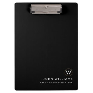 Business Professional Modern Minimalist Monogram Clipboard