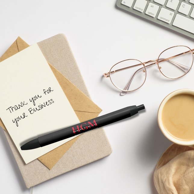 Business Professional Monogram Logo Black Red Black Ink Pen (Creator Uploaded)