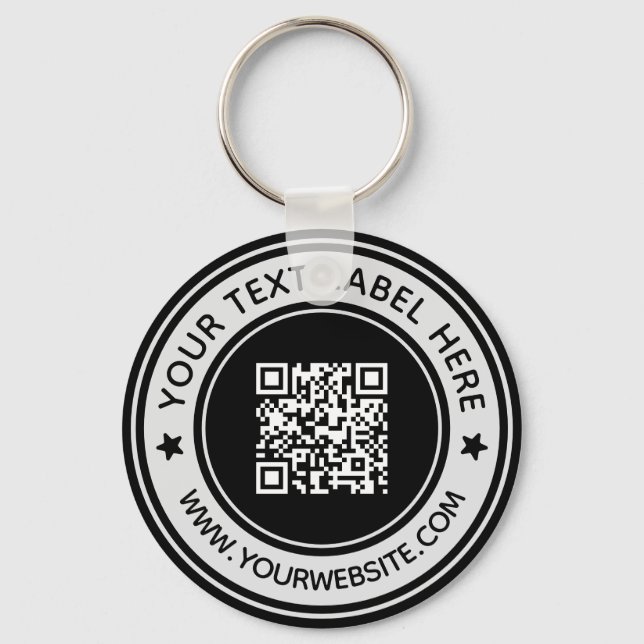 Business Professional Scan Me QR Code Modern Black Key Ring (Front)