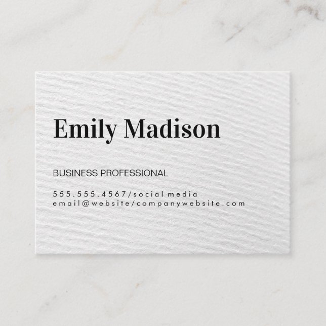 Business Professional / White Simple Texture Print Business Card (Front)