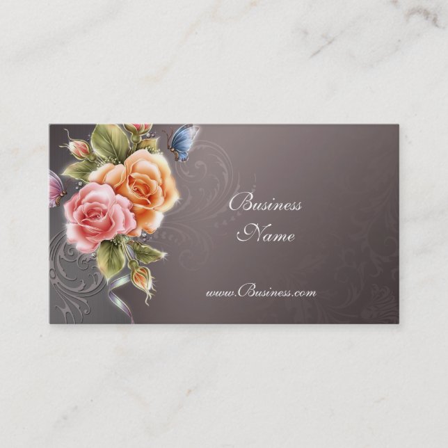Business Profile Card Vintage Pink Roses 2 (Front)