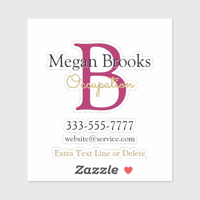 Business Promo, Name, Monogram & Title on Black (Sheet)