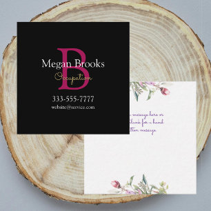 Business Promo, Name, Monogram & Title on Black Enclosure Card