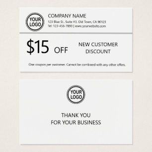 Business Promo New Customer Discount Coupon Card